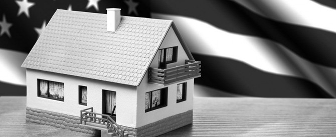 classic house against USA flag