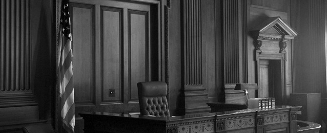 Interior of American courtroom